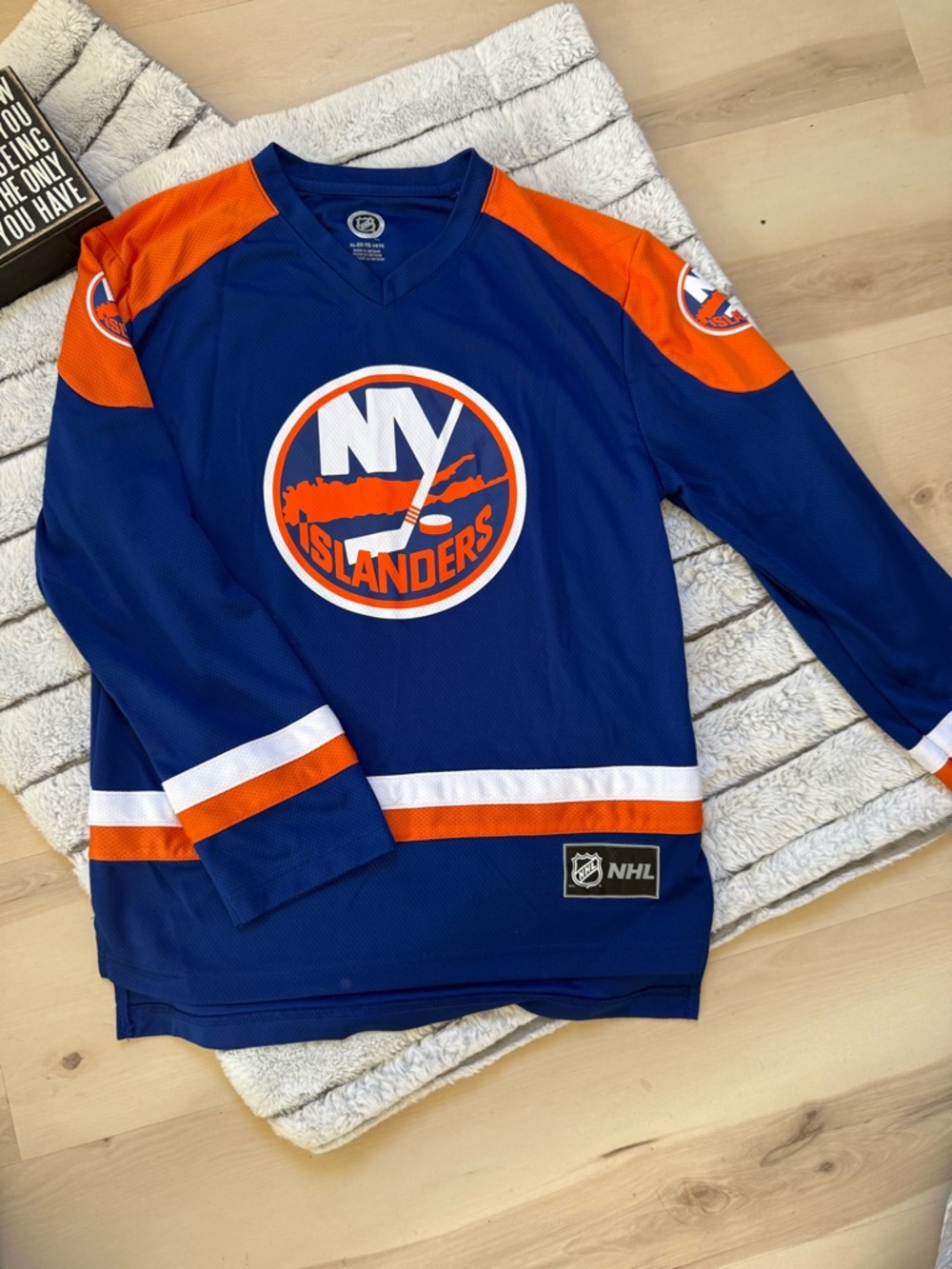 NHL New York Islanders Youth Royal Blue and Orange Hockey Jersey